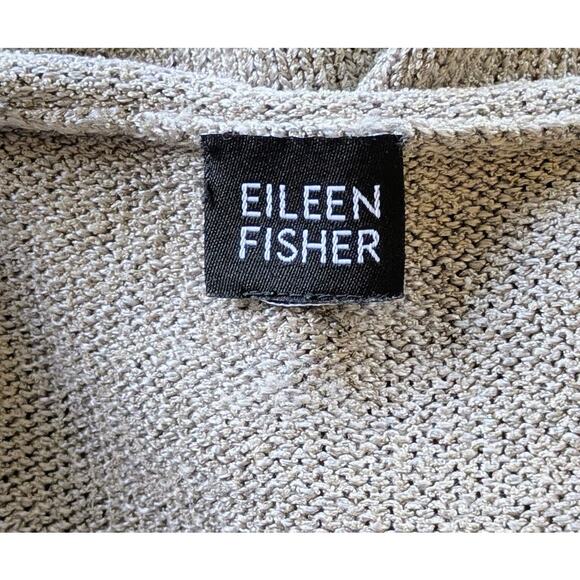 Eileen Fisher Silk Blend Button Cardigan Small Gray Knit Pockets Minimalist - Picture 7 of 10